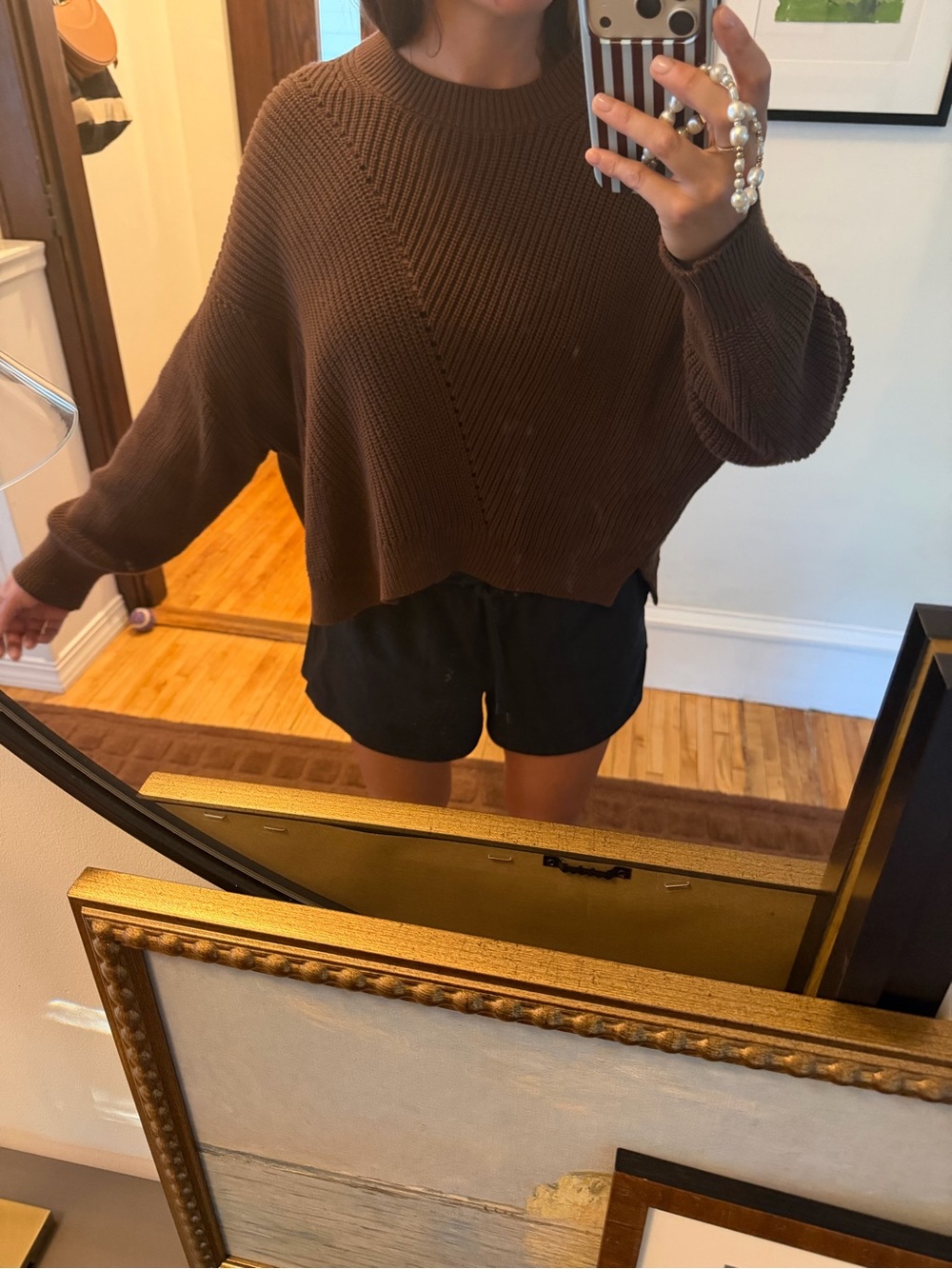 525 America Chocolate Brown Crewneck Knit Sweater 100% cotton